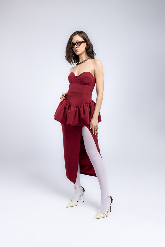 Abito midi bustier in cady