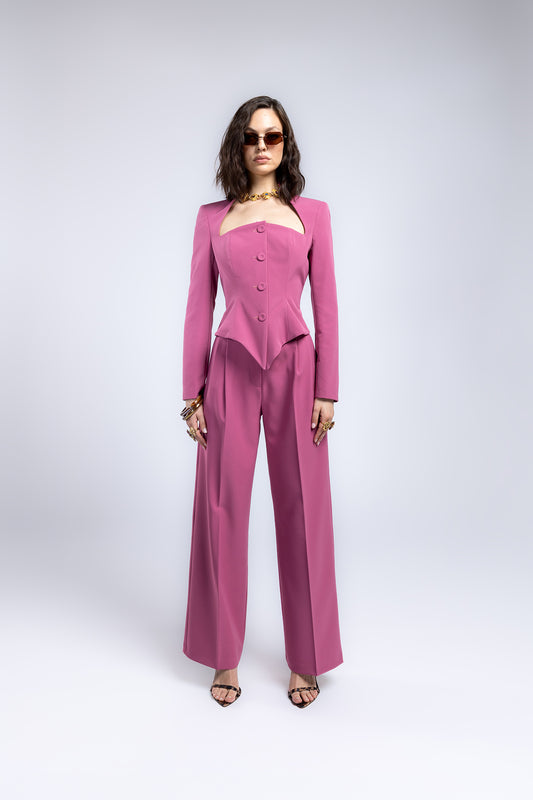 Giacca bustier con taglio asimmetrico e spallina