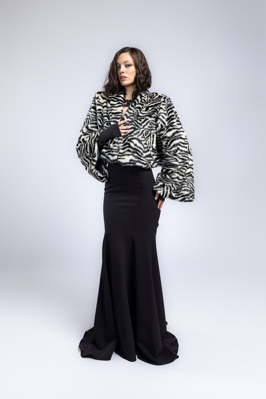 Ecopelliccia zebrata con spallina corta