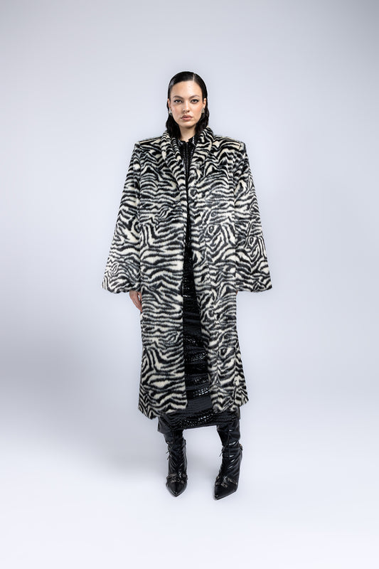 Ecopelliccia zebrata con spallina lunga