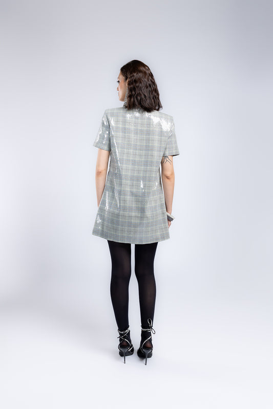 Abito mini check paillettes