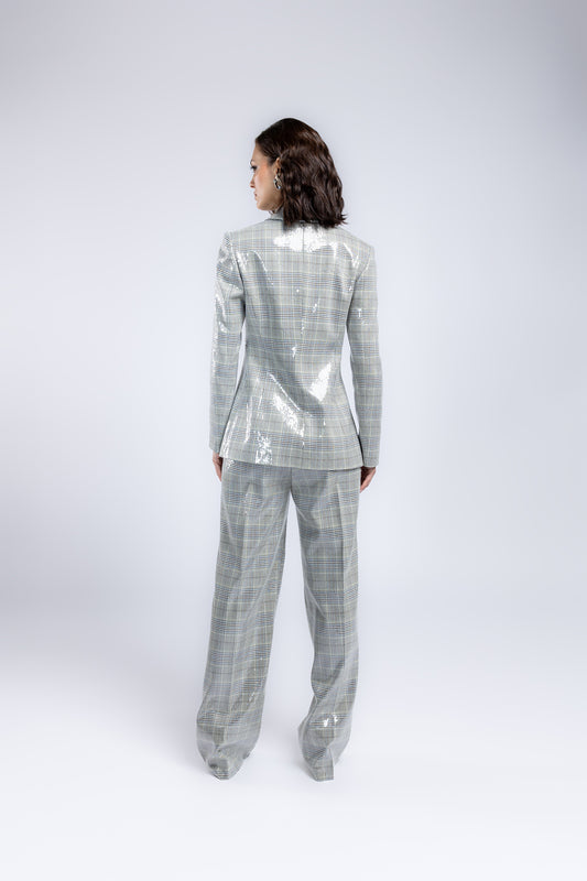 Tailleur check paillettes