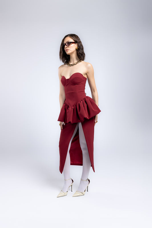 Abito midi bustier in cady
