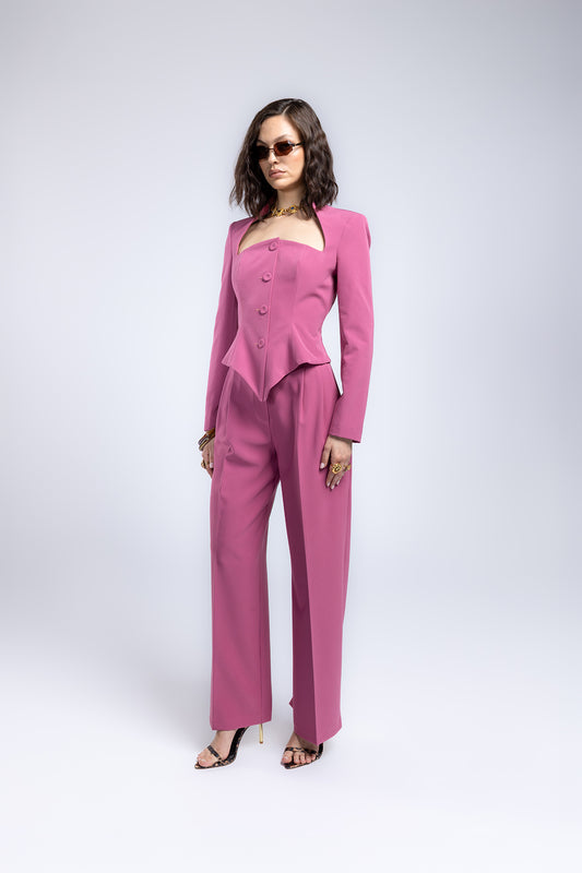 Giacca bustier con taglio asimmetrico e spallina