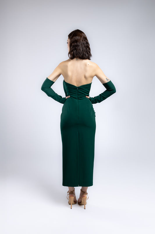 Abito midi con dettagli in tulle