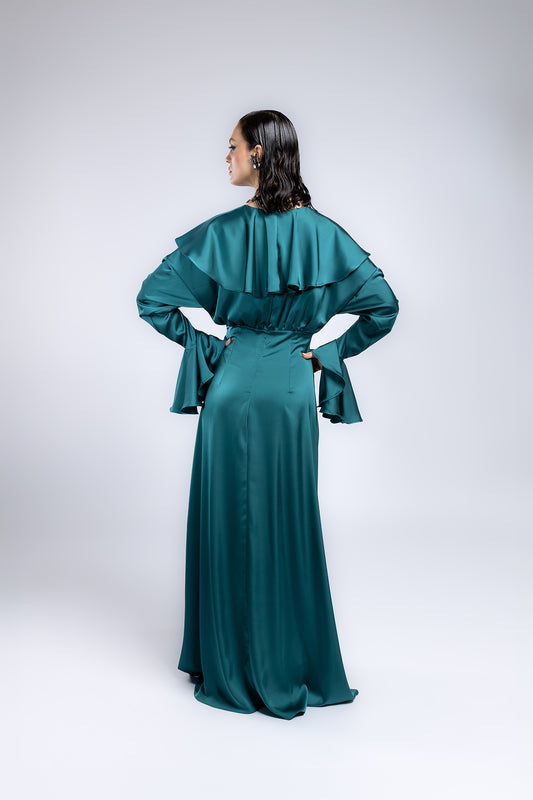 Vestito in satin con voilà